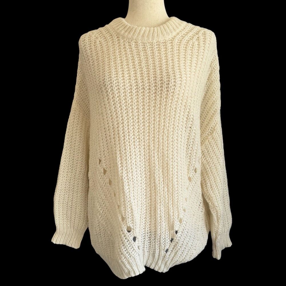 American Eagle Open Knit Sweater M Fisherman Oversized New England Beach Preppy